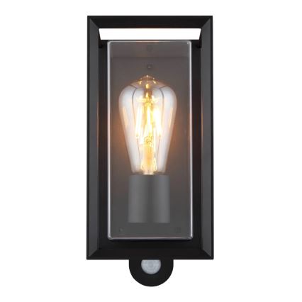 Globo - Udendørs væglampe med sensor 1xE27/60W/230V IP44 sort