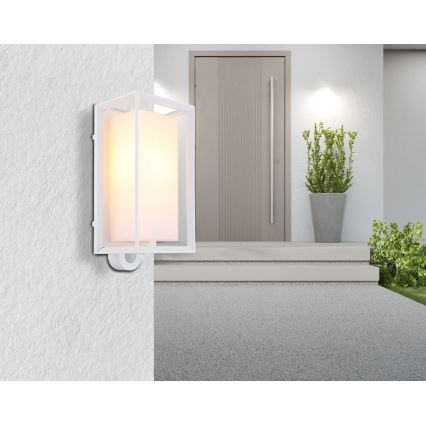 Globo - Udendørs væglampe med sensor 1xE27/60W/230V IP44 hvid