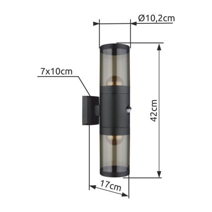 Globo - Udendørs væglampe 2xE27/60W/230V IP44