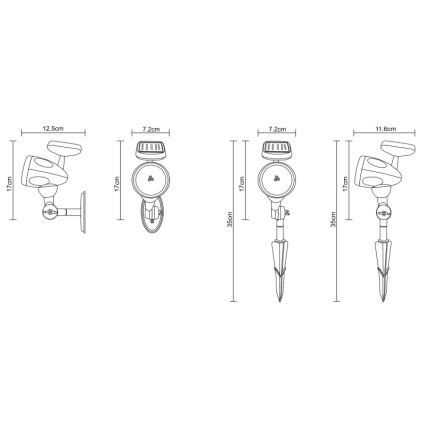 Globo - LED Solcellebelysning 3xLED/0,06W IP44