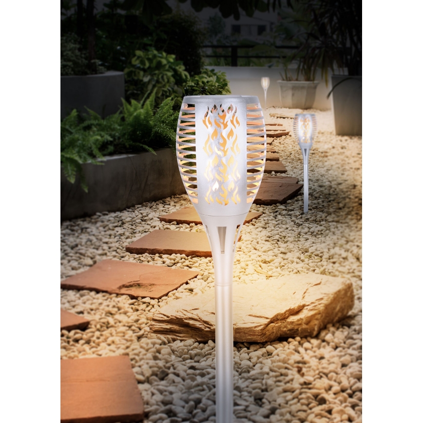 Globo - LED solcellelampe LED/3,6W/3V 1800K IP44 skinnende krom
