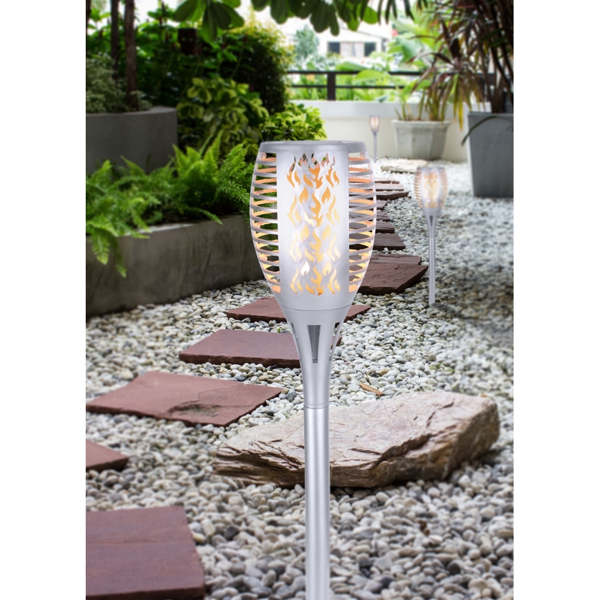 Globo - LED solcellelampe LED/3,6W/3V 1800K IP44 skinnende krom