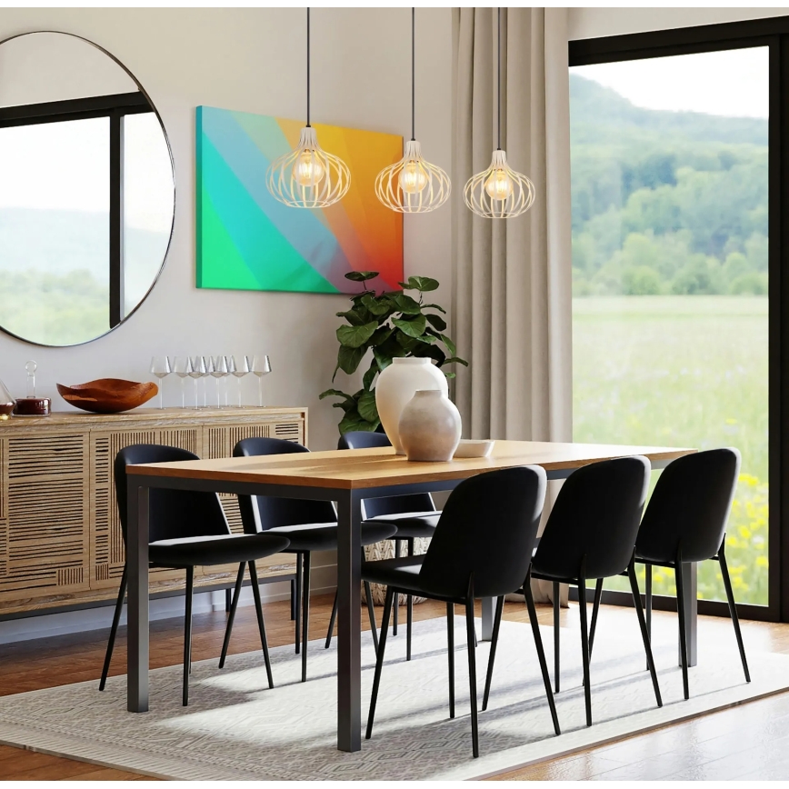 Globo - Pendel på ledning 3xE27/40W/230V beige