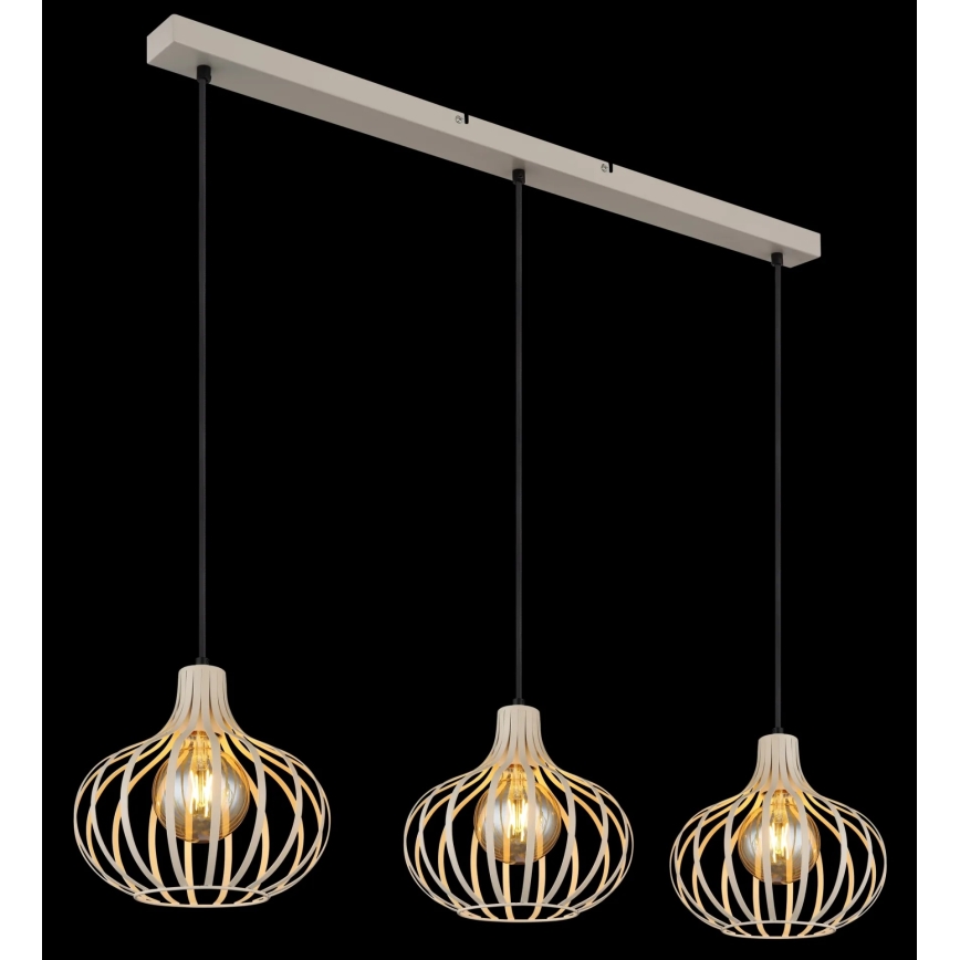 Globo - Pendel på ledning 3xE27/40W/230V beige