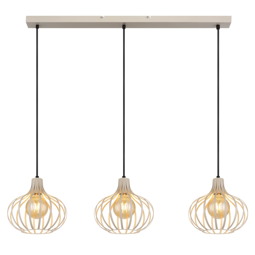 Globo - Pendel på ledning 3xE27/40W/230V beige