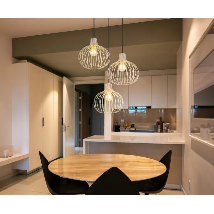 Globo - Pendel med ledning 3xE27/40W/230V beige