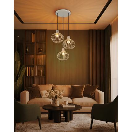 Globo - Pendel med ledning 3xE27/40W/230V beige