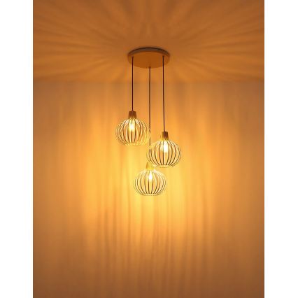 Globo - Pendel med ledning 3xE27/40W/230V beige