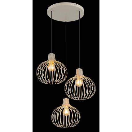 Globo - Pendel med ledning 3xE27/40W/230V beige