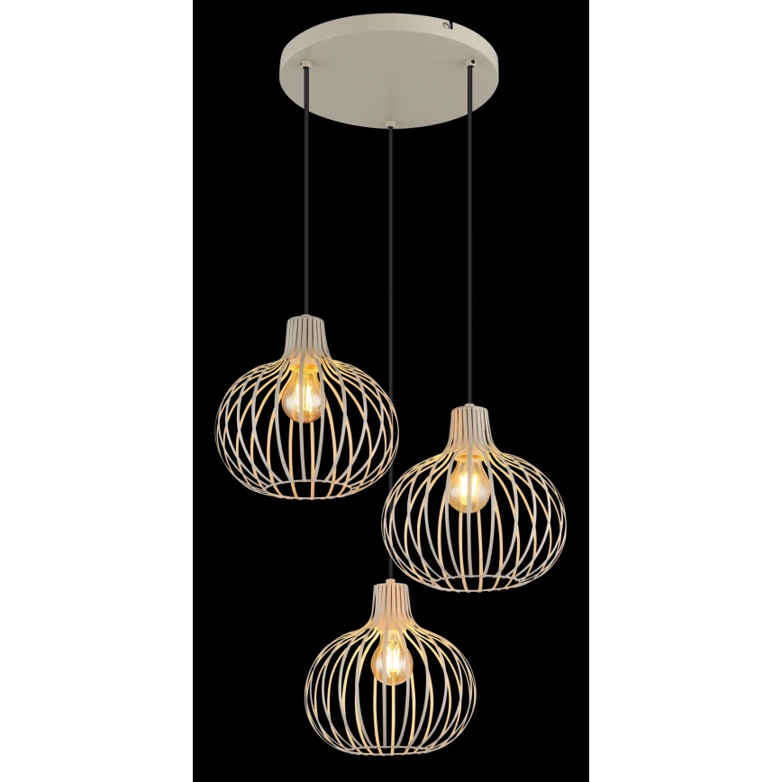Globo - Pendel med ledning 3xE27/40W/230V beige