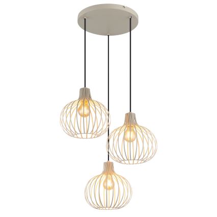 Globo - Pendel med ledning 3xE27/40W/230V beige