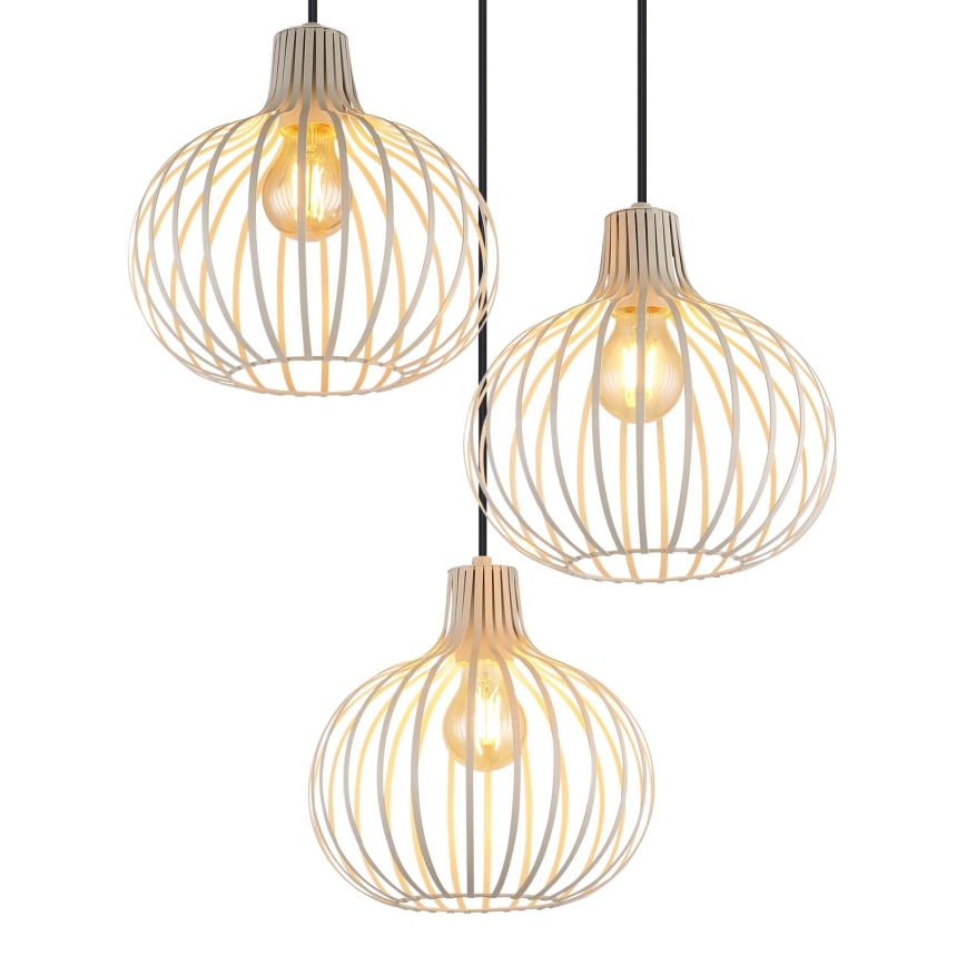Globo - Pendel med ledning 3xE27/40W/230V beige