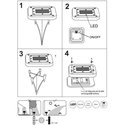 Globo - SÆT 2x LED solcellelampe LED/0,8W/1,2V IP44 300 mAh