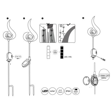 Globo - LED solcellelampe LED/0,02W/3V 600mAh IP44 bronze