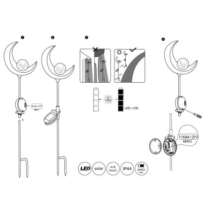 Globo - LED solcellelampe LED/0,02W/3V 600mAh IP44 bronze