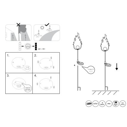 Globo - LED solcellelampe LED/0,04W/3V IP44