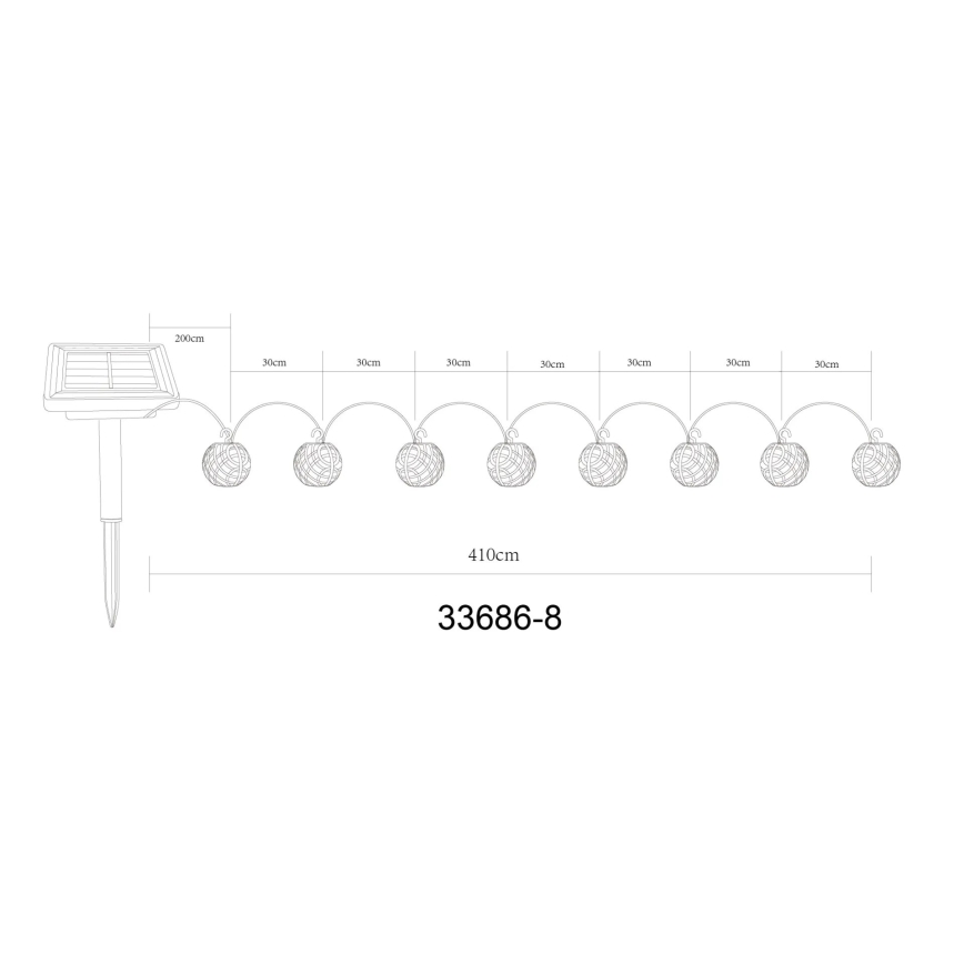 Globo - Soldrevet LED lyskæde 98xLED/0,1W/3V 410 cm IP44 600 mAh