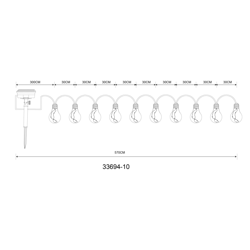 Globo - Soldrevet LED lyskæde dekorativ 50xLED/0,06W/3,2V 570 cm IP44