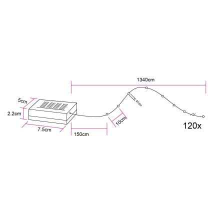 Globo - LED solcelledrevet lyskæde 120xLED/3,2V IP44 13,4 m 600 mAh