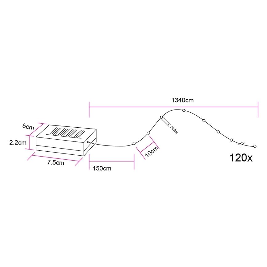 Globo - LED solcelledrevet lyskæde 120xLED/3,2V IP44 13,4 m 600 mAh