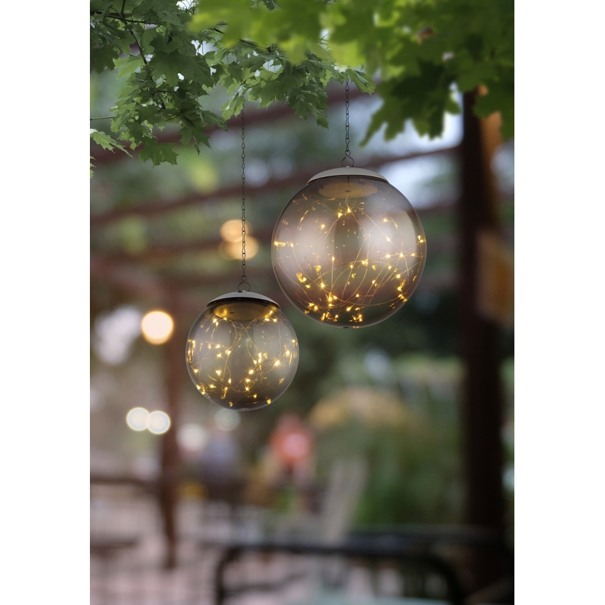 Globo - Soldrevet LED pendel m. kædeophæng 20xLED/0,06W/1,2V diameter 15 cm IP44 600 mAh