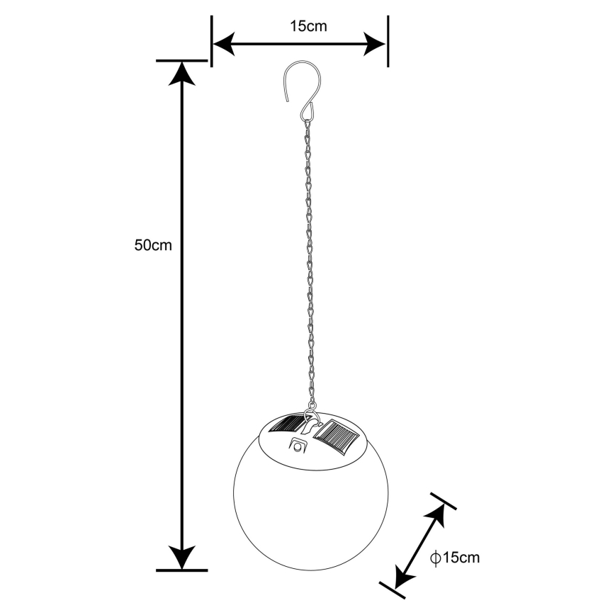 Globo - Soldrevet LED pendel m. kædeophæng 20xLED/0,06W/1,2V diameter 15 cm IP44 600 mAh