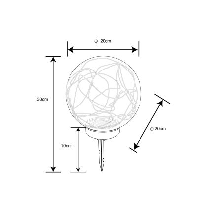 Globo - LED solcellelampe 30xLED/0,06W/1,2V diameter 20 cm IP44