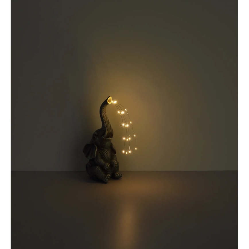 Globo - LED solardekoration 20xLED/0,02W/3V IP44 300 mAh elefant