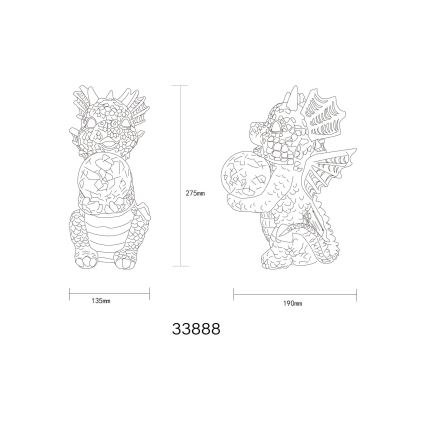 Globo - LED solardekoration LED/0,02W/3V IP44 drage 300 mAh