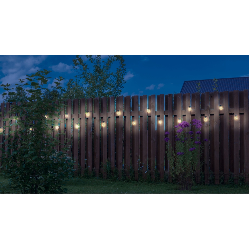 Globo - Udendørs LED lyskæde 10xLED/0,27W/230V 7,5 m IP44 sort