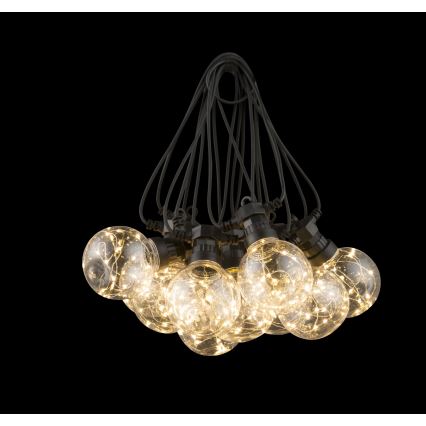 Globo - Udendørs LED lyskæde 10xLED/0,27W/230V 7,5 m IP44 sort