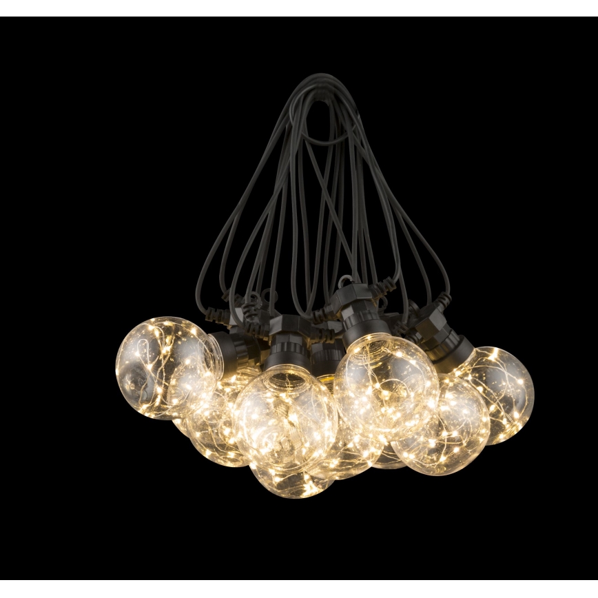 Globo - Udendørs LED lyskæde 10xLED/0,27W/230V 7,5 m IP44 sort