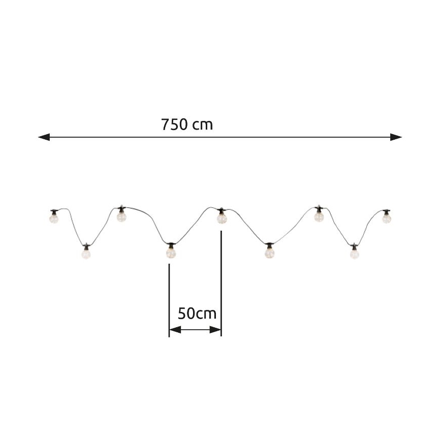 Globo - Udendørs LED lyskæde 10xLED/0,27W/230V 7,5 m IP44 sort