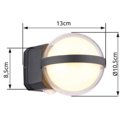 Globo - Udendørs LED væglampe LED/12W/230V IP54 sort