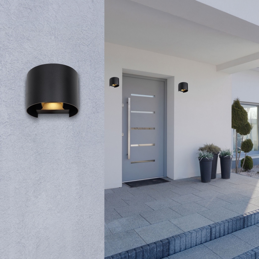 Globo - LED udendørs væglampe 2xLED/3W/230V IP54 sort