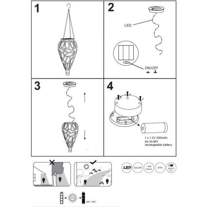 Globo - LED solcellelampe LED/0,9W/3,2V IP44 gul