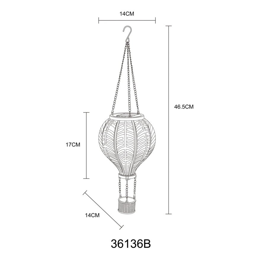 Globo - Soldrevet pendeldekoration 20xLED/0,5W/3V IP44 flyvende ballon