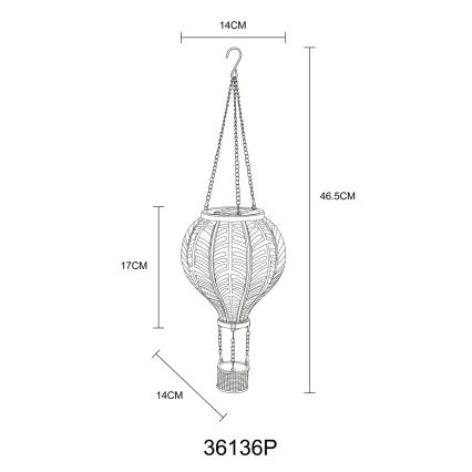 Globo - Soldrevet LED pendeldekoration 20xLED/0,5W/3V IP44 flyvende ballon