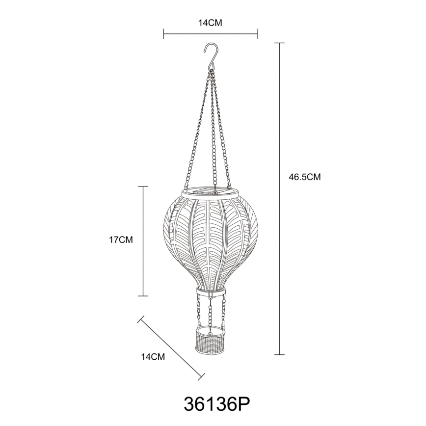 Globo - Soldrevet LED pendeldekoration 20xLED/0,5W/3V IP44 flyvende ballon