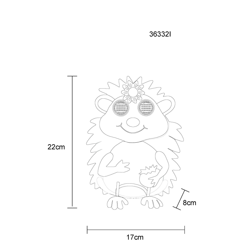 Globo - LED solcellelampe 104xLED/3V IP44 300 mAh pindsvin