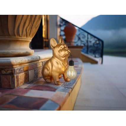 Globo - LED solcellelampe LED/3V IP44 300 mAh gylden hund