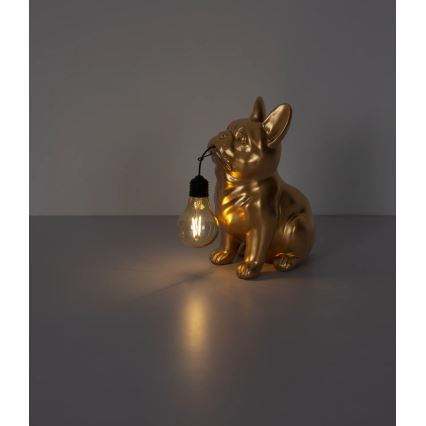 Globo - LED solcellelampe LED/3V IP44 300 mAh gylden hund