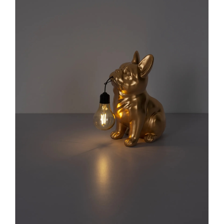 Globo - LED solcellelampe LED/3V IP44 300 mAh gylden hund
