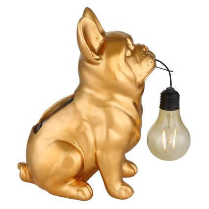 Globo - LED solcellelampe LED/3V IP44 300 mAh gylden hund