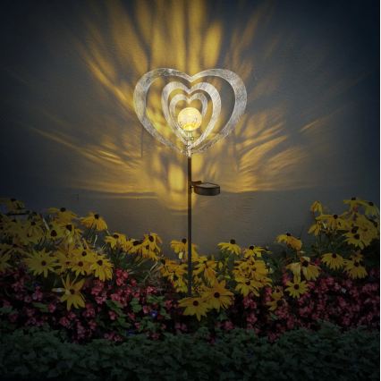 Globo - LED solcellelampe LED/3V IP44 300 mAh sølvhjerte