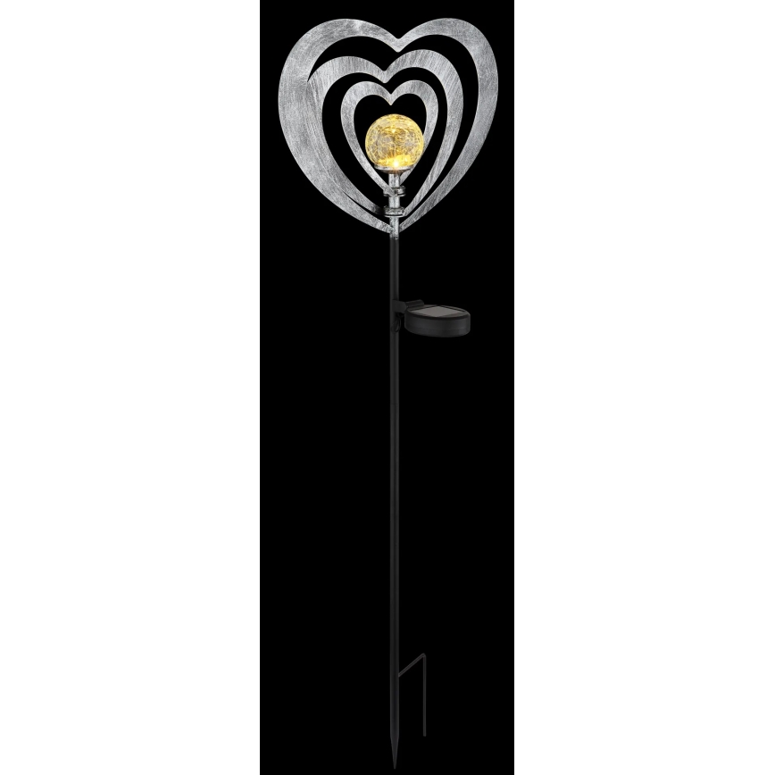 Globo - LED solcellelampe LED/3V IP44 300 mAh sølvhjerte
