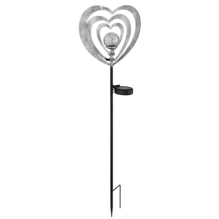 Globo - LED solcellelampe LED/3V IP44 300 mAh sølvhjerte