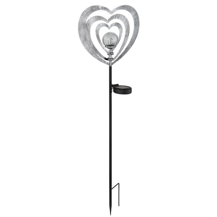Globo - LED solcellelampe LED/3V IP44 300 mAh sølvhjerte