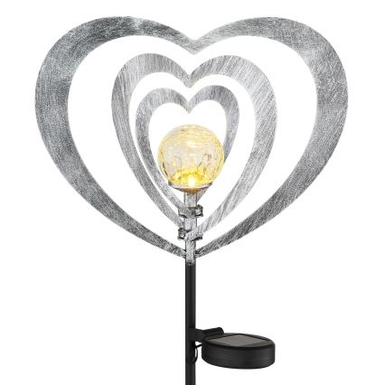 Globo - LED solcellelampe LED/3V IP44 300 mAh sølvhjerte
