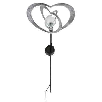 Globo - LED solcellelampe LED/3V IP44 300 mAh sølvhjerte